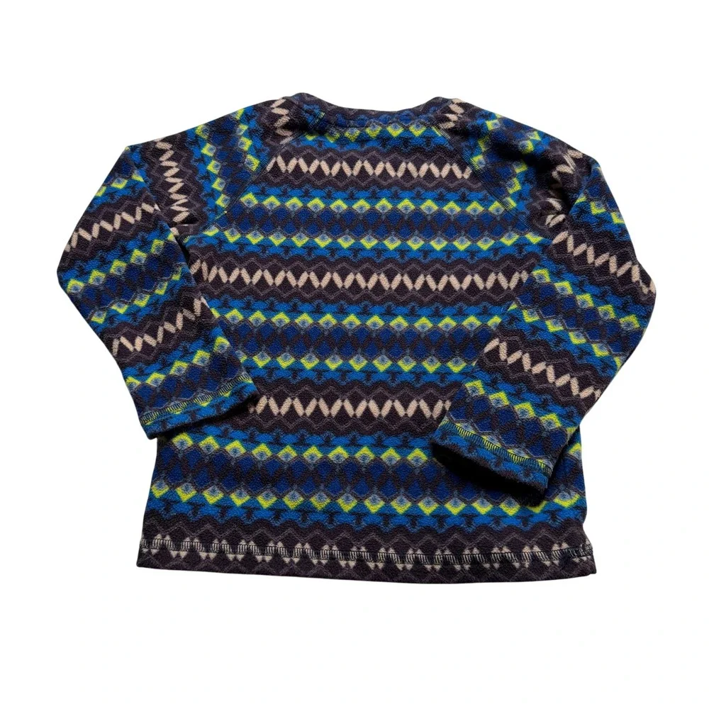 PATAGONIA Fleece Pullover Blue Geometric Fair Isle Micro D Kids 5T PLAY COND